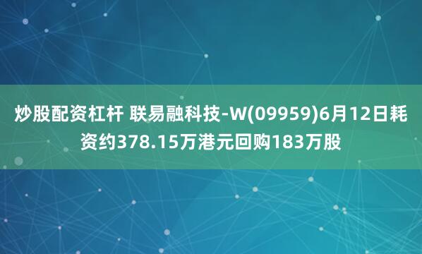 炒股配资杠杆 联易融科技-W(09959)6月12日耗资约378.15万港元回购183万股